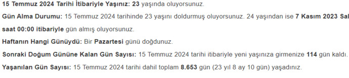 Siz bu hayatta kaç gün yaşadınız?