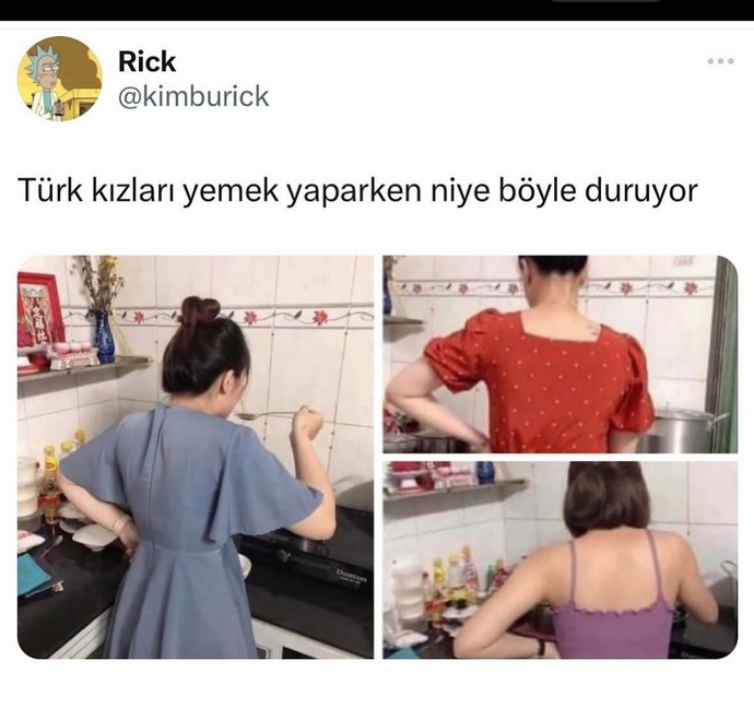 Kızlar yemek yaparken neden böyle duruyorsunuz?