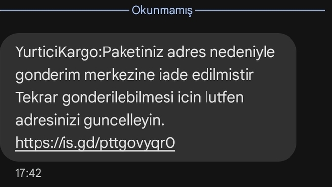 Kargo siparişi vermedim bu mesajı atan dolandırıcı mi?