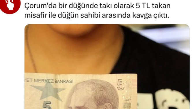 Düğünde 5 lira takılır mı?