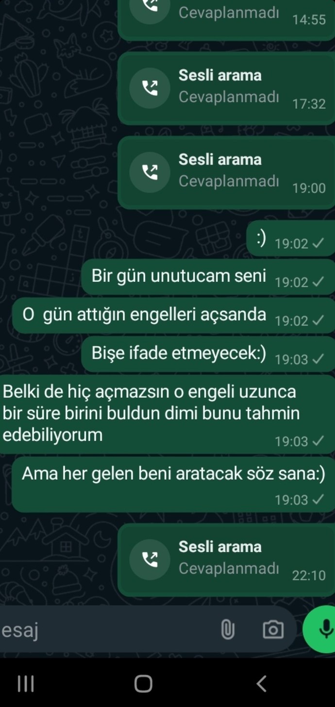 O engelin kalkmayacağını bile bile bir umut belki engeli açmıştır diyerek saat başı arayacak kadar sevdin mi hiç?