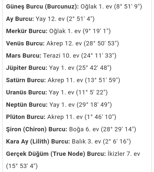 Burcumun birşeyleri bunlarmış bunu yorumlayabilecek birisi var mı?