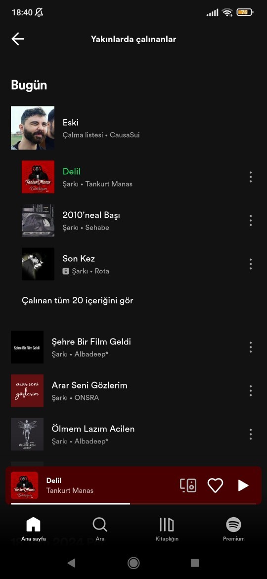 Son dinlediginiz sarkilar ne?