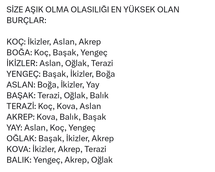 Burcunuza göre, size aşık olma olasılığı en yüksek olan burçlar hangileridir?