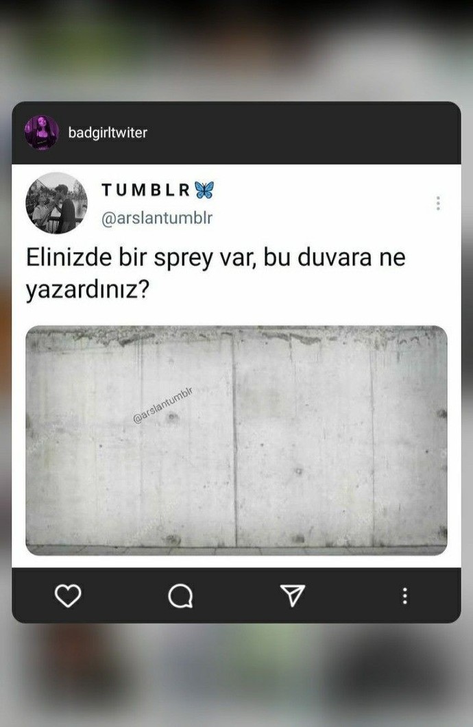 Elinizde bir sprey var, bu duvara ne yazardınız?