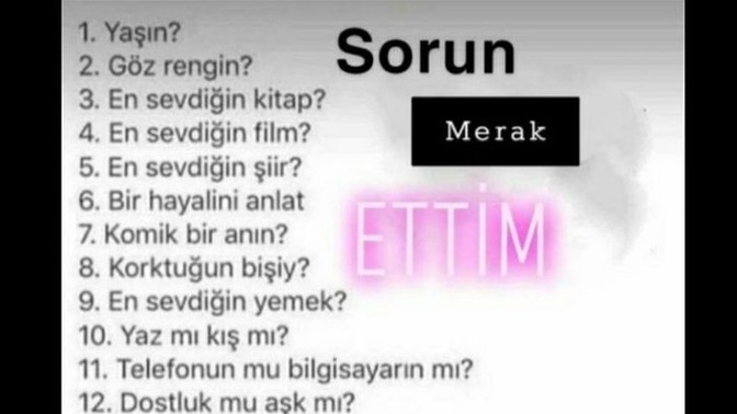 Aşağıdaki sorulardan sorun desem, hangisini seçerdiniz?