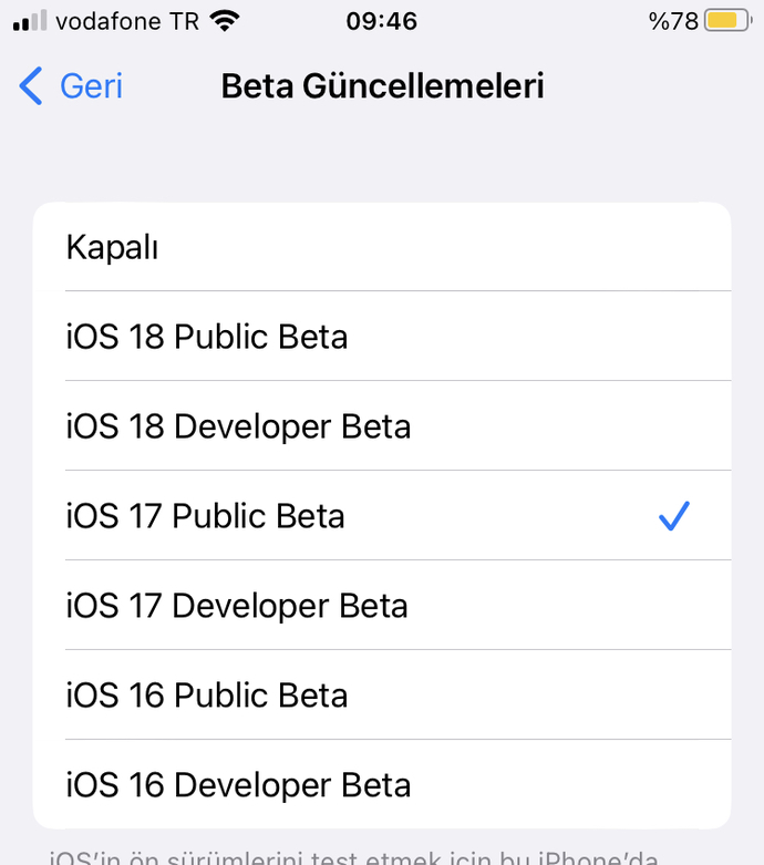 Bu beta sürüm iOS 17 yazılım güncelleme kısmına düşmüyor beta sürümler hatalı mı sizce?