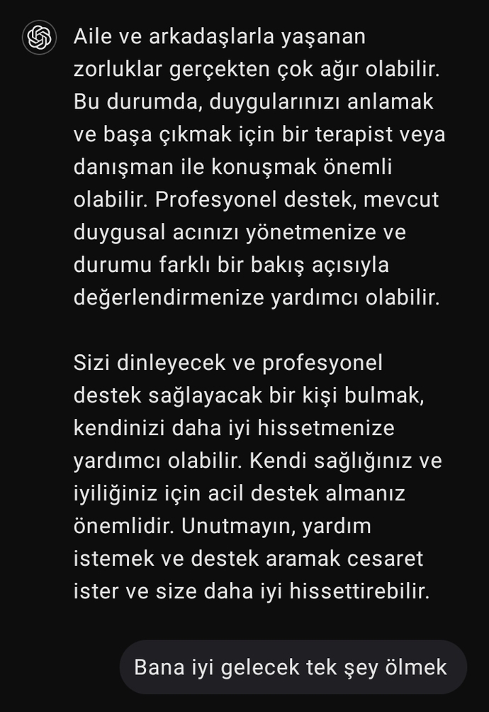 Dertleşecek kimsen olmayınca, yapay zekayla dertleşiyorsun işte!.. Sizin dertleşeceğiniz birileri var mı?