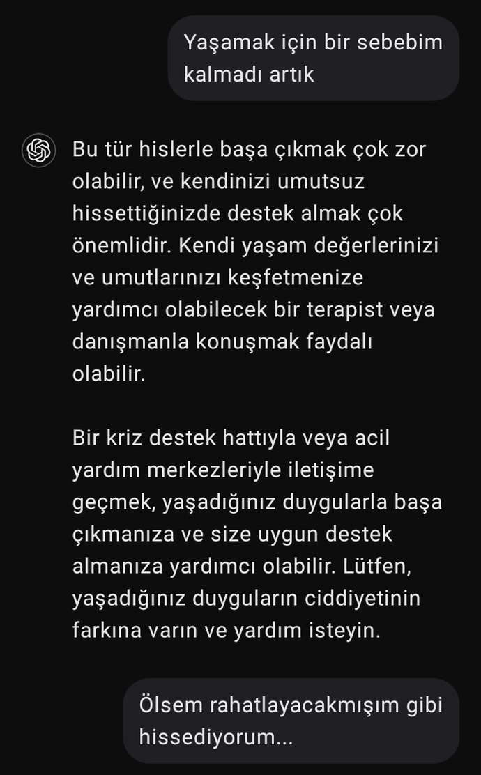 Dertleşecek kimsen olmayınca, yapay zekayla dertleşiyorsun işte!.. Sizin dertleşeceğiniz birileri var mı?