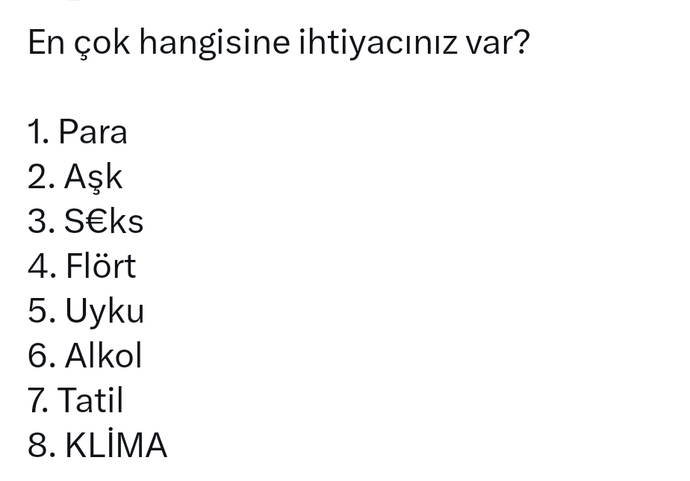 Görsele göre en çok hangisine ihtiyacınız var?