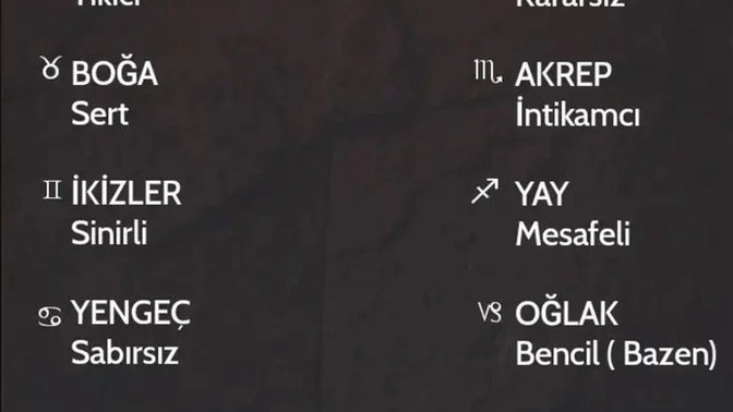 Burcunuza göre sizin karanlik yüzünüz hangisi?