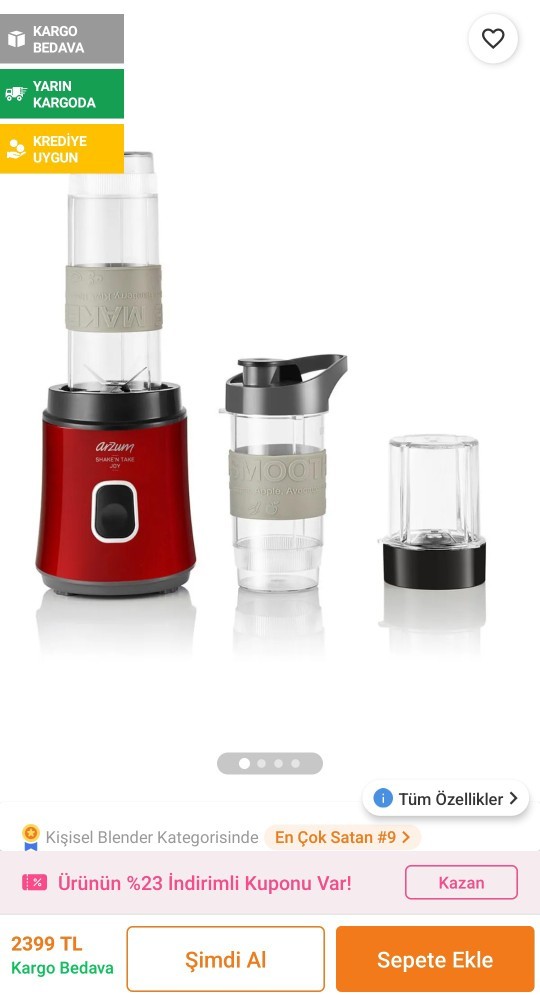 Arzum smooty blender kahve öğütücü haznede küp şeker toz hale getirir mi?