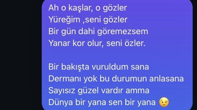 Geçenlerde Instagramdan görüp saniyesinde aşık olduğum kadına şiir yazdım. Sizce etkilenir mi 🤔?