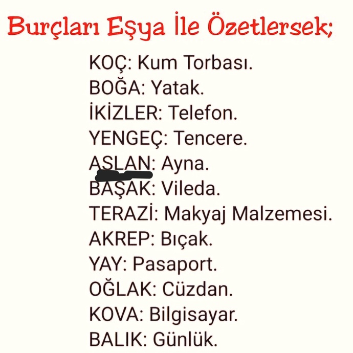 Burçları Eşya İle Özetlersek sizin burcunuz hangisi 🙄?