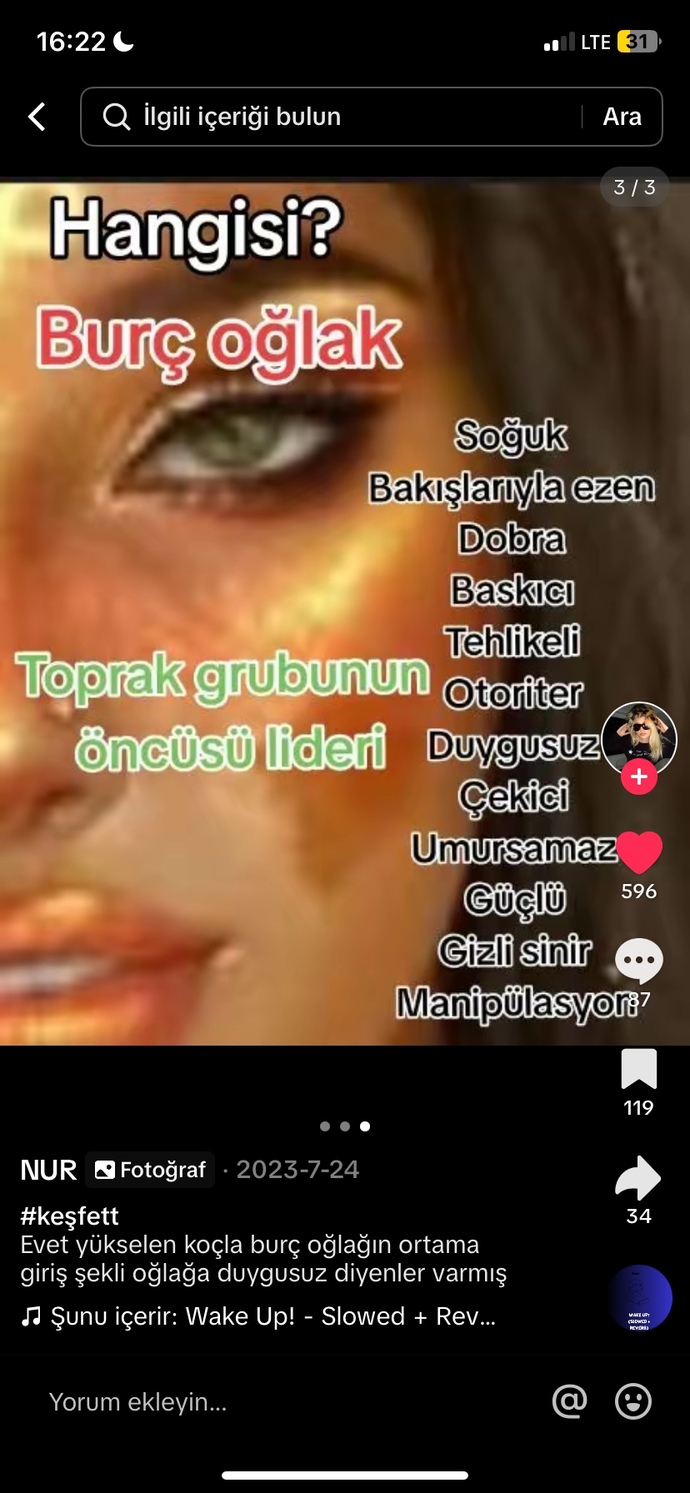 Kisiligimden nefret ediyormus ama hangisinden yukselen koc mu burc oglak mi?