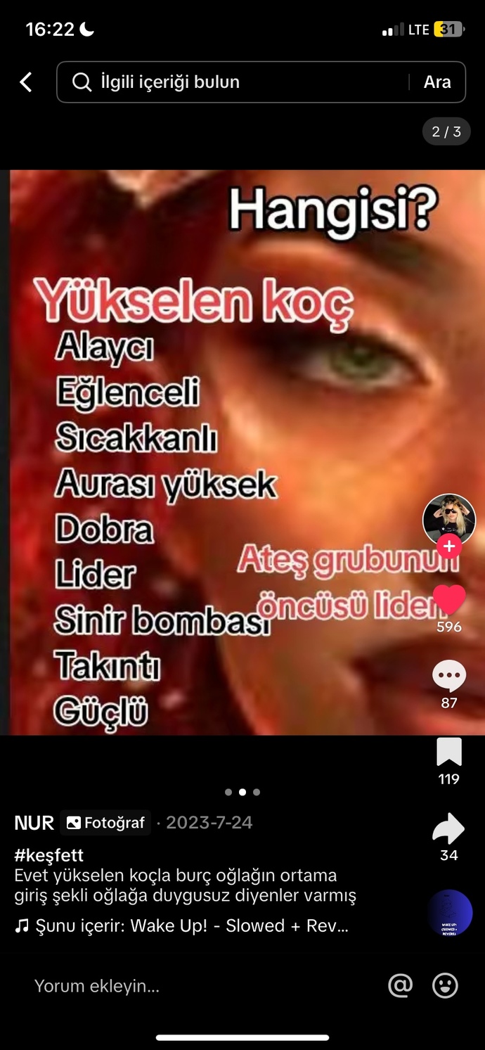 Kisiligimden nefret ediyormus ama hangisinden yukselen koc mu burc oglak mi?