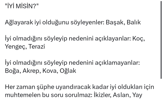 Burçlar İyi misin? sorusuna nasıl cevap verirler?