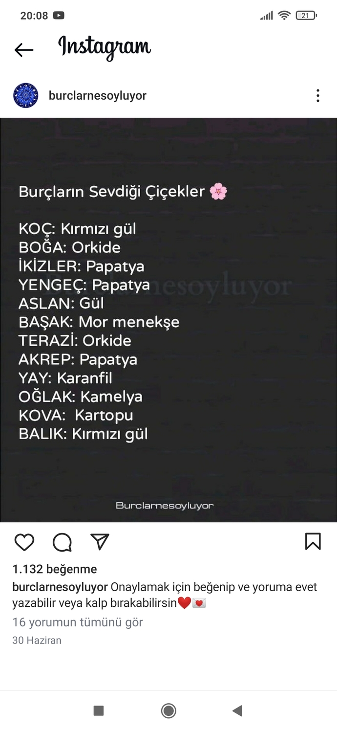 Burclarin sevdigi cicekler?