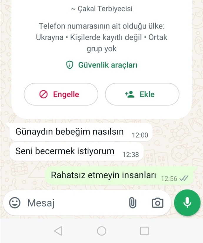 Size de böyle mesajlar geliyor mu, mesajimi silip engelleyim dimi?