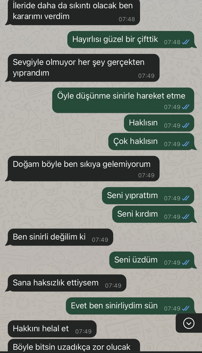 Şu mesajlardan ayrılan insan hakkında ne düşünürsünüz?