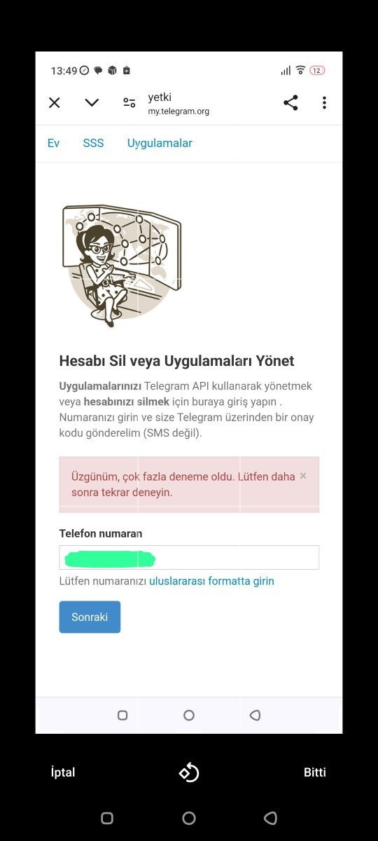 Arkadaşlar telegram hesabını sillemiyorum nasıl olucak?
