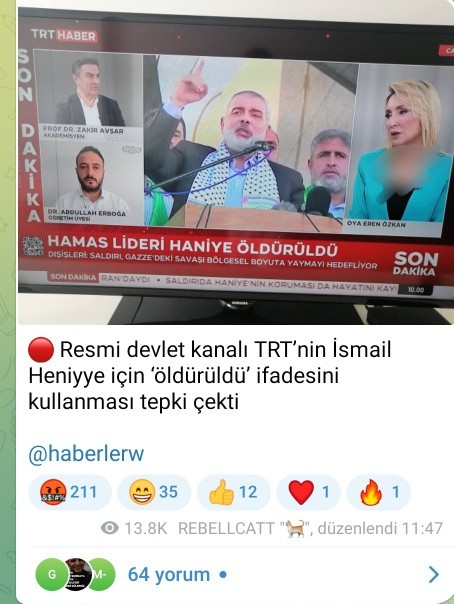 Hamas Lideri İsmail Haniye in Sır Ölümü Hakkında Ne Düşünüyorsunuz? İranın Burada ki rolü Sizce Ne?