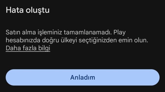 Google Pay'dan hiç bir şeyi satın alamıyorum?