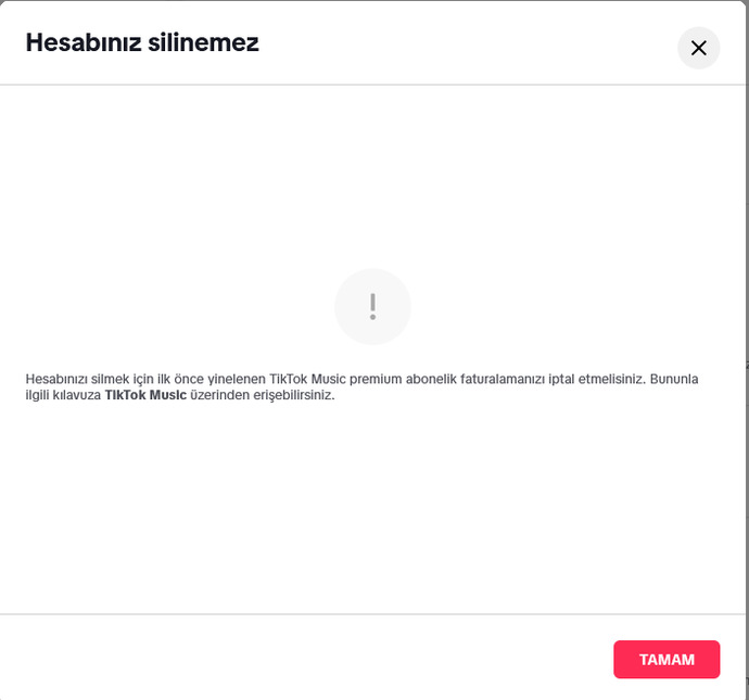 Tiktok hesabımı silemiyorum yardım?