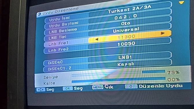 TV uydu sorunu var kanallar çıkmıyor resim ekliyorum?