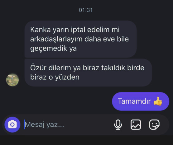 Randevunuzu son anlarda iptal eden kişiye karşı tavrınız ne olur?