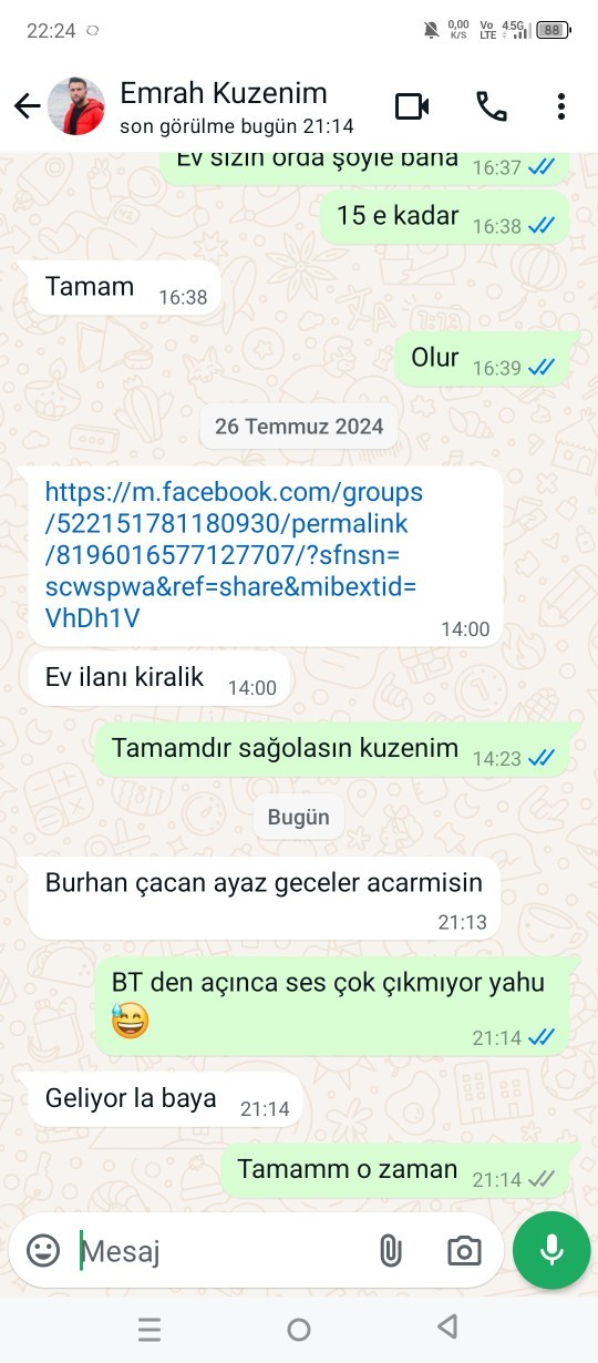 Son aldığınız mesaj neydi?