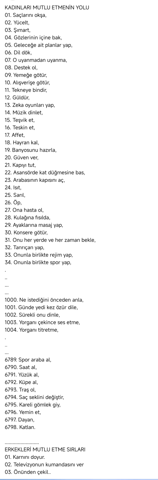 Kadınları ve erkekleri mutlu etmenin yolları nelerdir?
