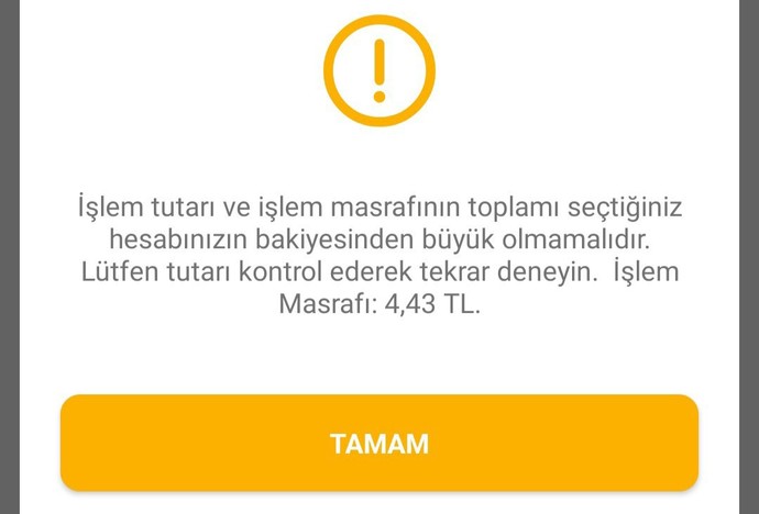 Para gönderemiyorum niye böyle diyor?