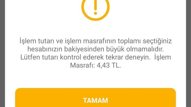 Para gönderemiyorum niye böyle diyor?