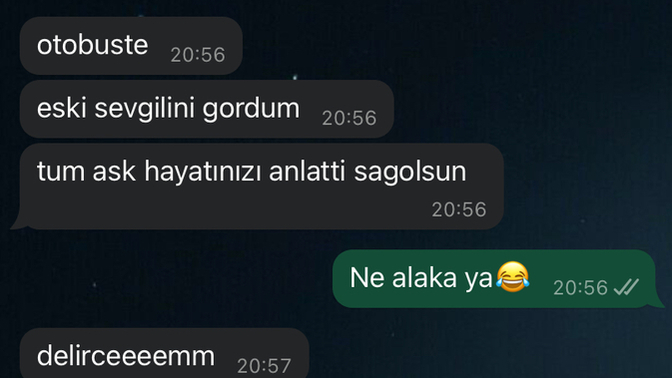 Eski sevgilimin diğer eski sevgilimle toplu taşıma da arkamdan konuşması da sevdaya dahil mi?