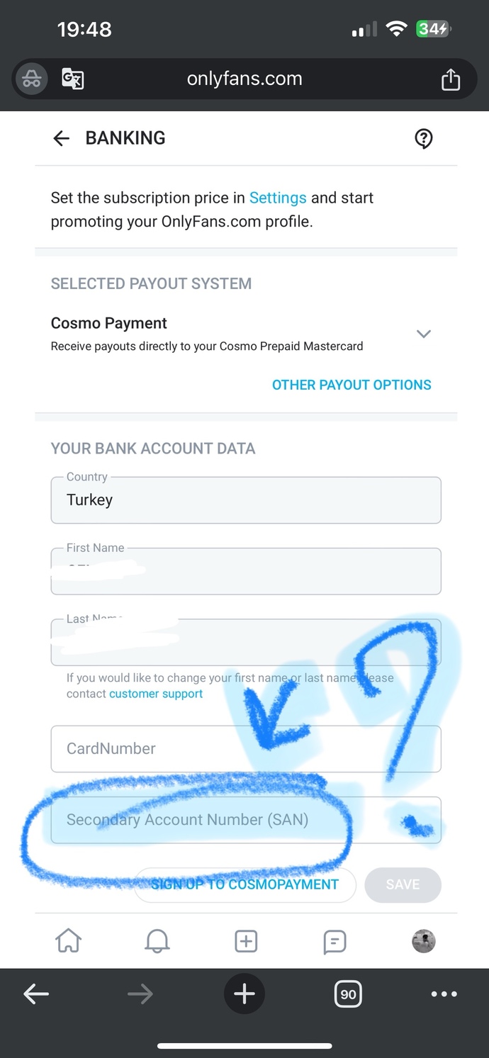 ONLYFANS bankacılık kısmında ikincil hesap numarası ne demek oraya hangi bilgimi eklemem gerekiyor?