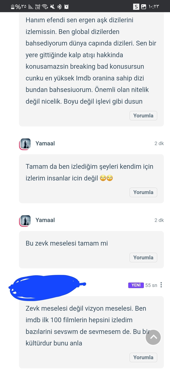 Evet dizi izlemek zevk meselesi mi yoksa insanlarla bu diziyi izledim diye bilmek icin mi dizi izliyoruz?