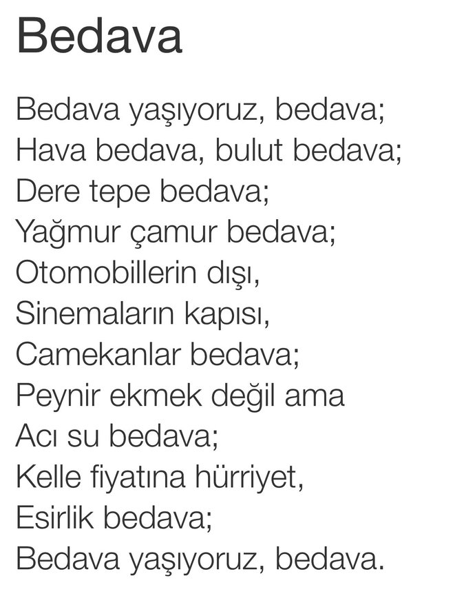 Orhan Veli hepsini yazmış bedava olanların