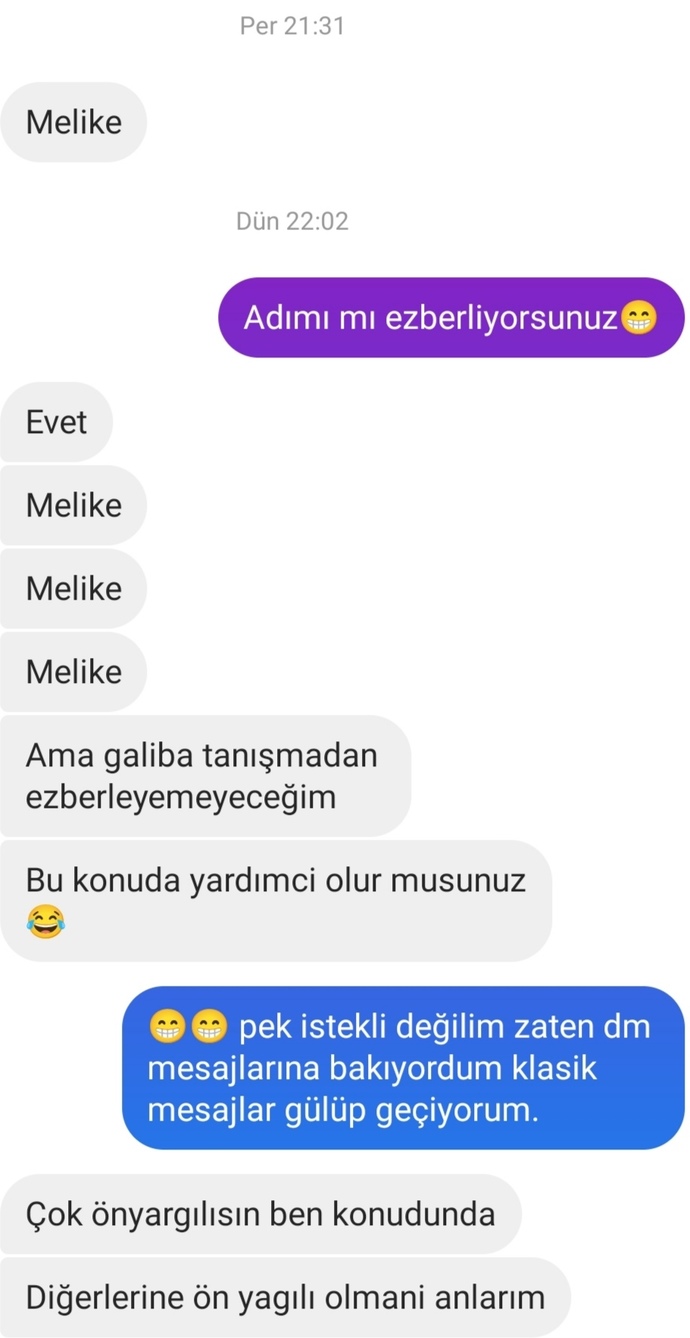 Sizce Instagramda flört ve ciddi ilişki olur mu? Dm mesajlarına bakıyordum bakın sohbet nasıl olmuş? ?