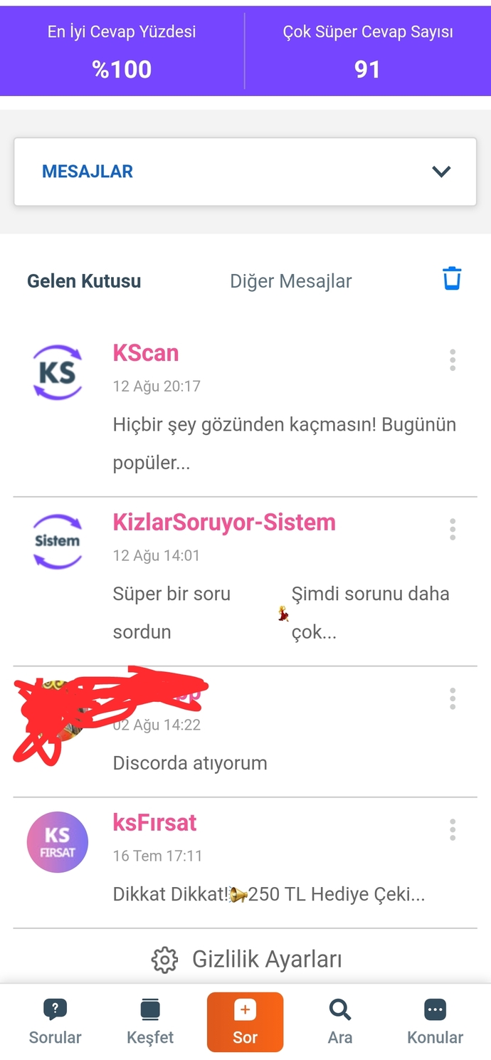 Dm ekran fotonu burada paylaşmaya cesaretin var mı?