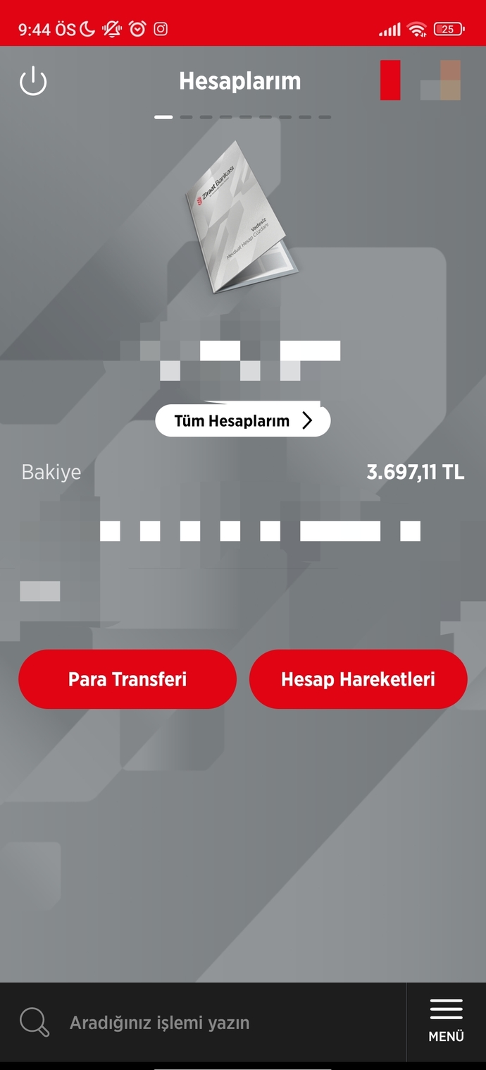 Banka hesabınızda ne kadar para var?