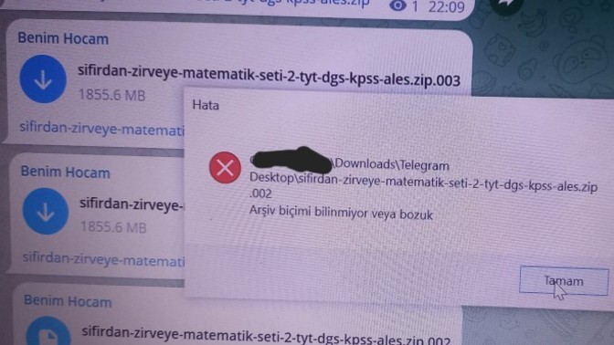 Bozuk dosyo sorunu zip?