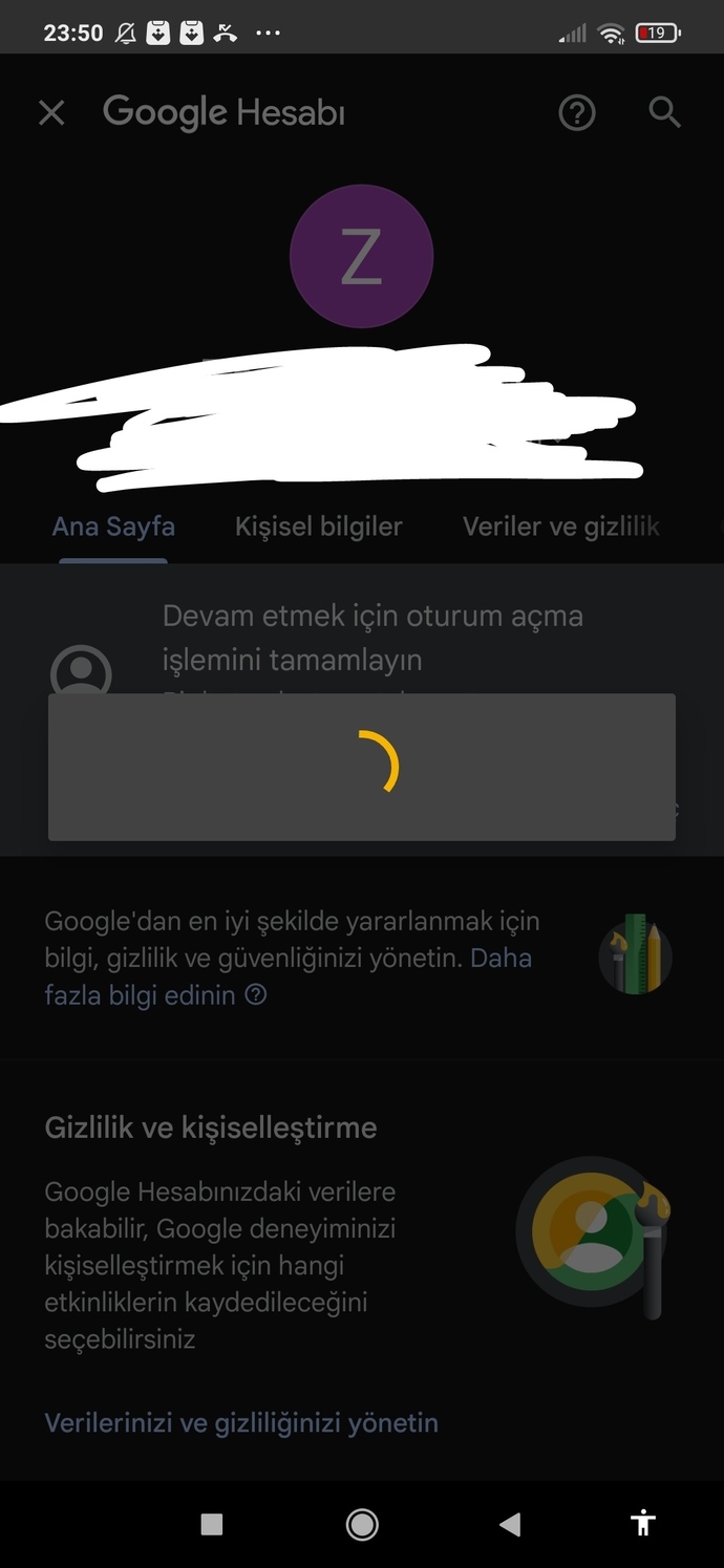 Gmail hesabıma girmek için oturum açmami istiyor oturum açıyorum ama devamlı bu yükleniyor işareti çıkıyor ve dakikalarca bitmiyor?