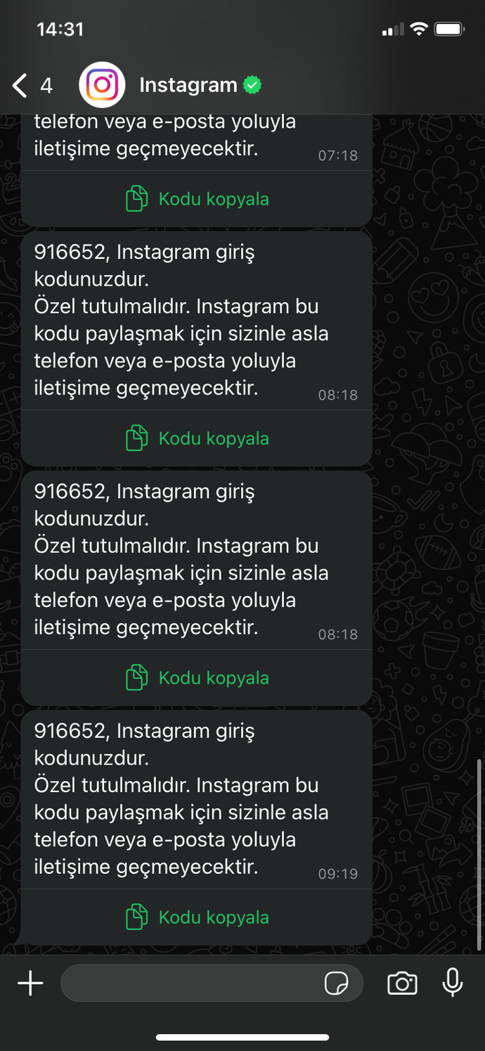 Bu instagram hesabımı biri çalmaya çalışıyor mu demek?