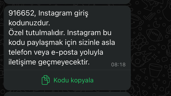 Bu instagram hesabımı biri çalmaya çalışıyor mu demek?