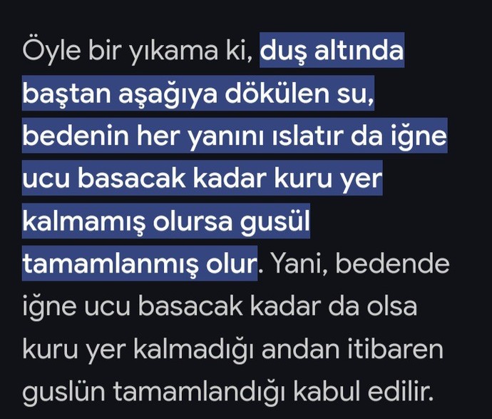 Gusül alirken yanlış almak?