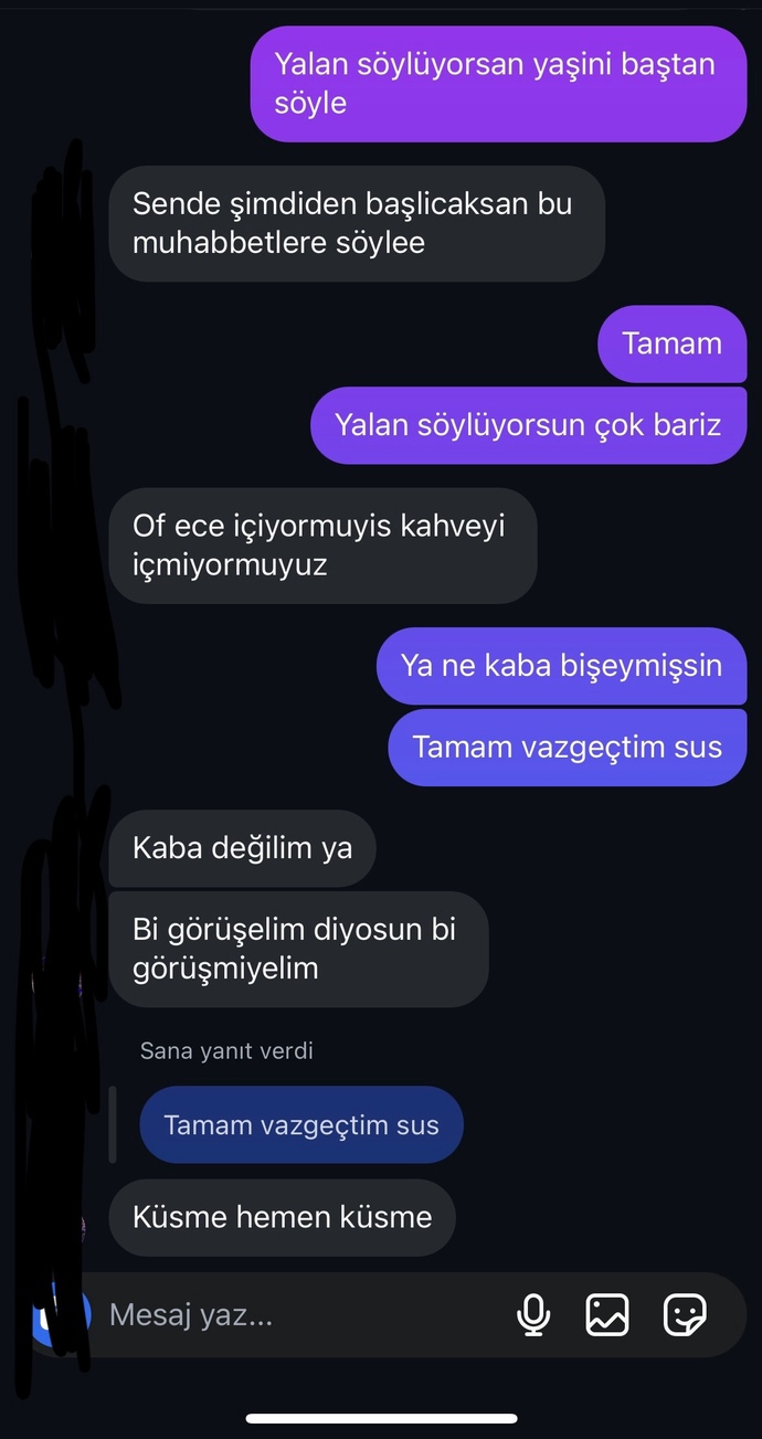 İnstgarmda konuştuğum kişi kaba değil mi?