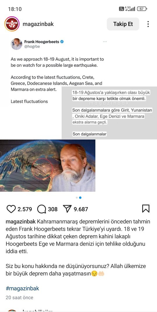 Ne düşünüyorsunuz deprem tahmininde bulunan kişi yine bir tahminde bulunmuş?