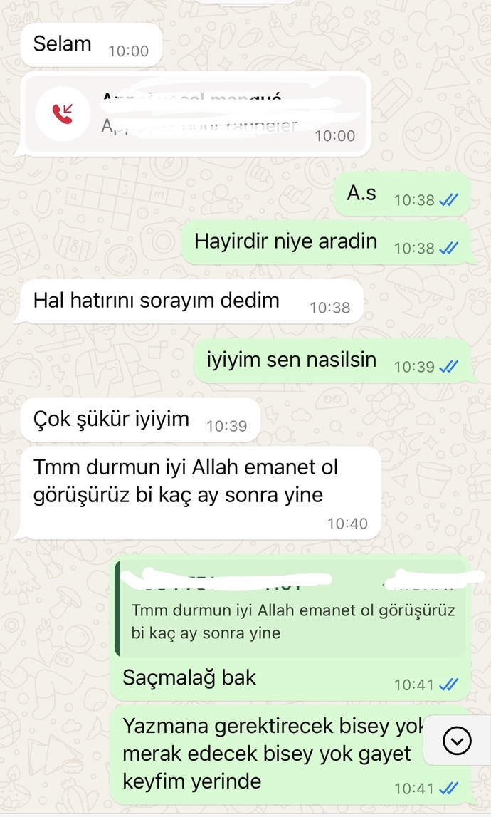Yeni evli olan eski sevgilim, ne yapmaya çalışıyor? Konuşmaya bakar mısınız?