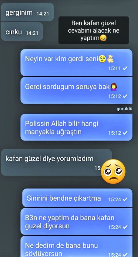 Ben kafan güzel cevabını alacak ne dedim şimdi? O mu kime satasacagini sasiriyor sorum kimde?